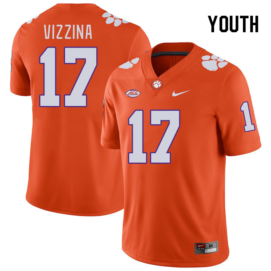 Youth Clemson Tigers Christopher Vizzina #17 College Orange NCAA Authentic Football Stitched Jersey 23RM30RT